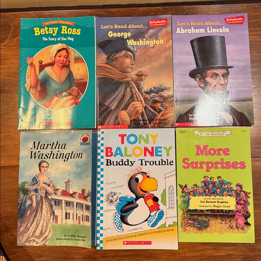 I Can Read Scholastic 1st Biography 6 Books Ages 4-8 Lincoln Washington History